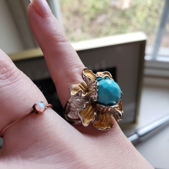 Chunky Vintage Sterling Silver (925) Turquoise (Howlite) Ring, Size 5 - Picture 10 of 10